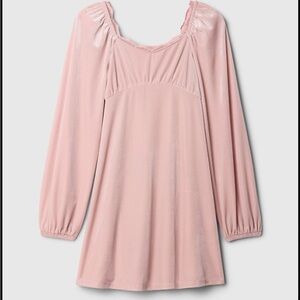 Gap Kids Pink Velvet velour long sleeve Midi Dress Girls’ small 6-7 NWT new